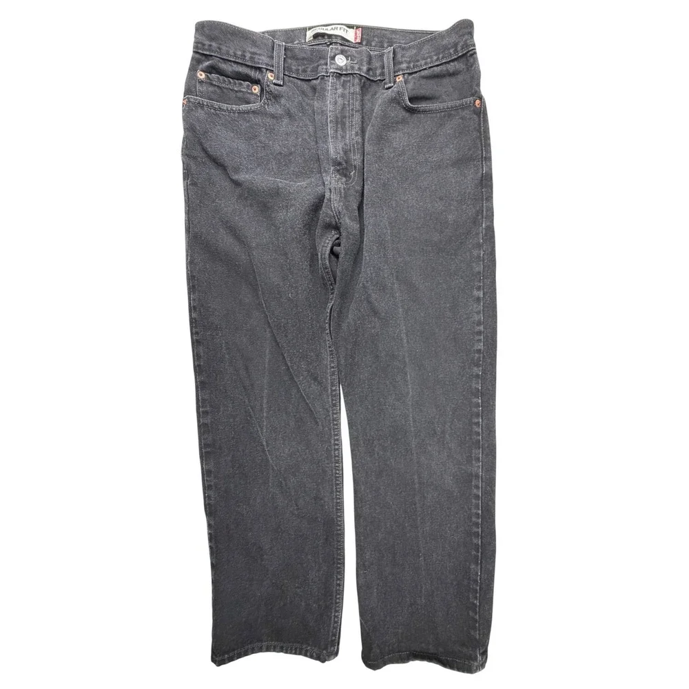 Levis 505 Regular Fit Jeans Mens 36x29‎ Faded Black Straight Leg Denim Pants
